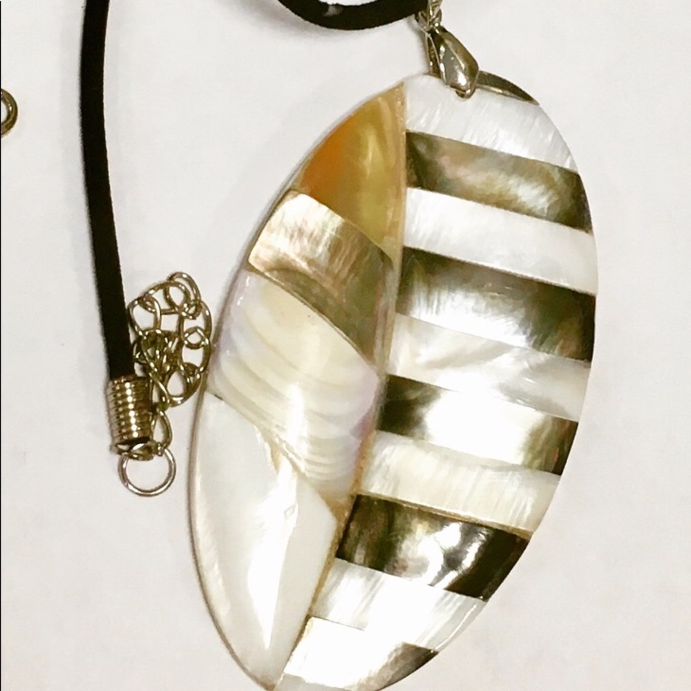Mother of Pearl Necklace, Large Pendant, Statement Piece, Mermaidcore